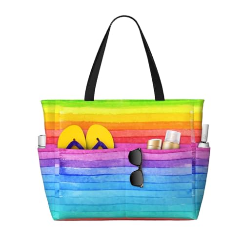 Grand sac de plage arc-en-ciel pour ne plus manquer de place en vacances