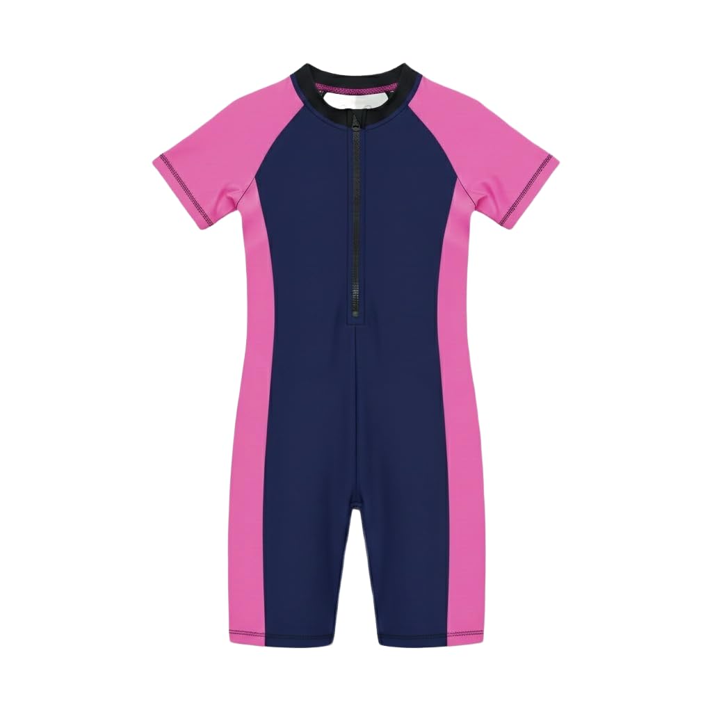 A.T.U.N. (ALL THINGS UBER NICE) Girls One Piece Swimsuit with Front Zip Closure | Half Sleeve Athletic Swimwear with Knee Length Fit | Comfortable Pool and Beach Swimming Costume for Kids-image-7
