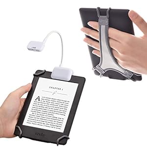 TFY Luce al LED da Lettura con Clip con 2 Livelli di Intensità Lumen per Kindle, Altri e-Readers, Tablets e Libri Dotata di Cinturino per Kindle e e-readers da 6 Pollici – Bianco