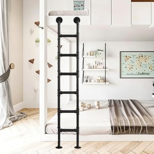 Customizable Wall-Mounted Black Iron Emergency Ladder - Multi-Height (100cm to 300cm) for Bunk Beds, Easy Installation, Durable Safety Solution, 2.7ft to 9.1ft