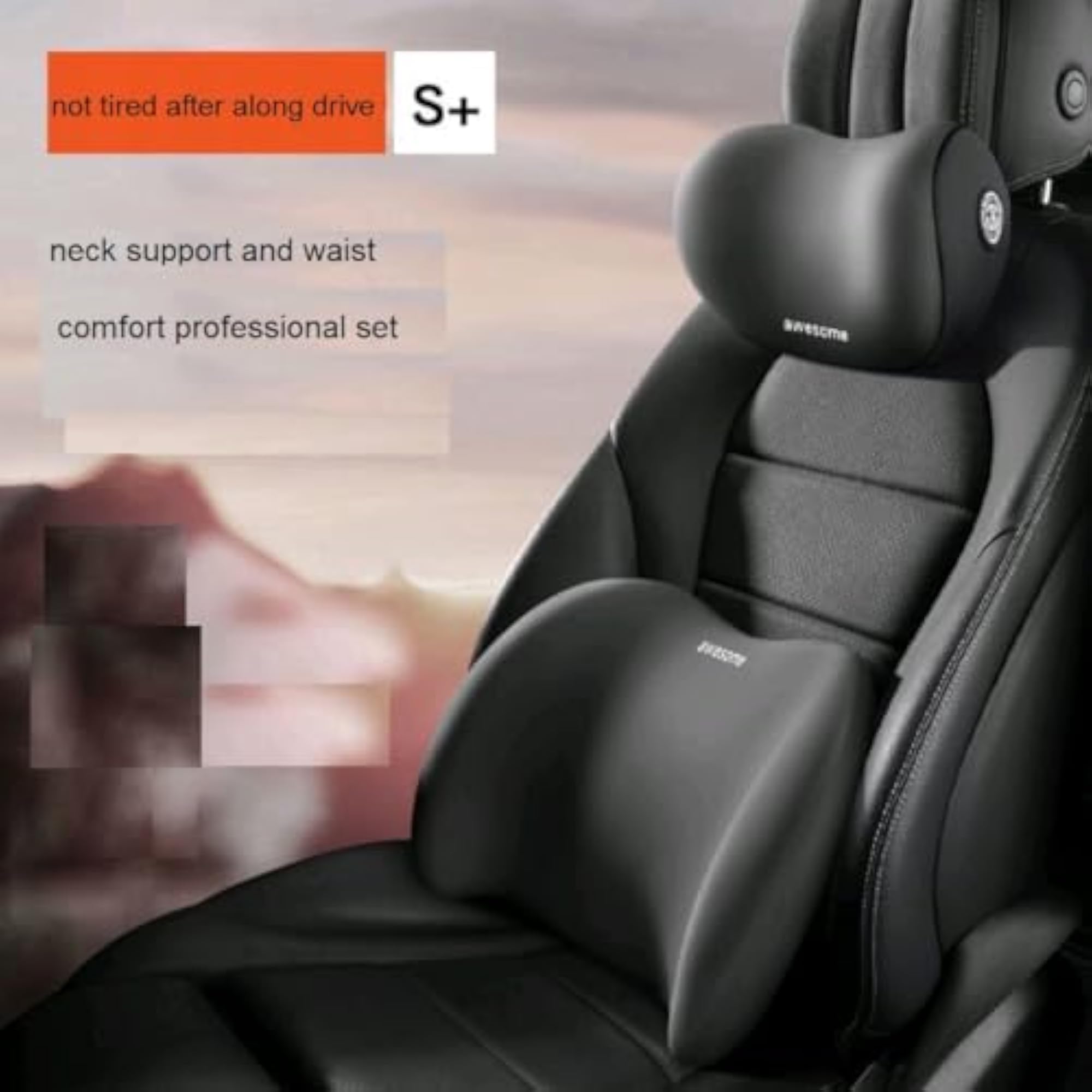 Car Neck and Back Cushion Memory Foam Lumbar Support Pillow