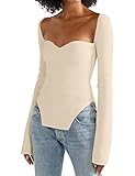 Meladyan Women Scoop Neck Asymmetrical Hem Knit Sweater Top Off Shoulder Long Sleeve Square Neck Sol