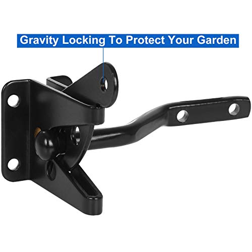 2 Pack Self Locking Gate Latch for Wooden Fence, Gate, Door, Automatic Metal Gravity Lever, Powder Coated Door Buckle, Black - Image 4