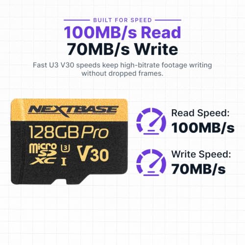 Tarjeta Micro SD 128GB Nextbase Serie 2 U3 con adaptador de memoria clase 10 3