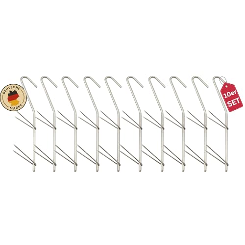 ok4y Räucherhaken Edelstahl 10 Stück – Doppelspitz V-Krallen, 18 cm, 4 mm Ø – Smoker & Grill Zubehör zum Räuchern von Fisch, Fleisch, Wurst & Käse
