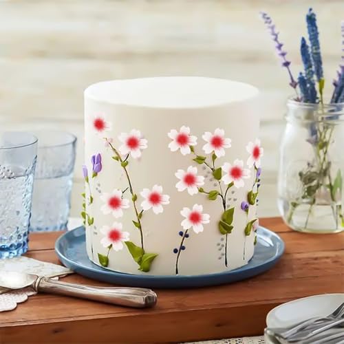 Morofme 100pcs Edible Cherry Blossom Cake Decoration Pink Flowers Cake Topper Wafer Paper Cherry Blossom Cake Topper Edible Flower Cupcake Topper Sakura Cake Topper for Birthday Dessert Decorations