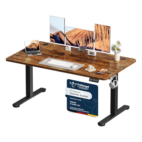 Devoko Elektrisch Höhenverstellbarer Schreibtisch 140 x 60cm,Braun