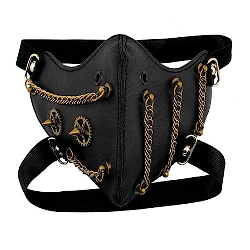 Masque médiéval steampunk en cuir gothique punk rivet masque rock motard masque pour bal masqué Halloween fête cosplay accessoire de costume
