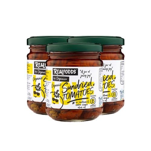 Image of Realfoods by Organico | Organic Sun-Dried Tomatoes in Extra Virgin Olive Oil – Farm-Grown in Puglia, 190g (Pack of 3)