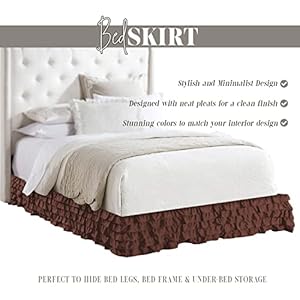 Elegant comfort leila collection multi ruffle bed skirt 1500 thread count egyptian quality easy fit dust ruffle 15 inch drop wrinkle and stain resistant multiruffle queen chocolate brown  urban country home decor