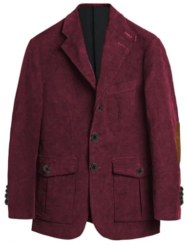 Corduroy Sport Coats Elbow Patchs Men Business Work Blazer Jacket Casual Formal