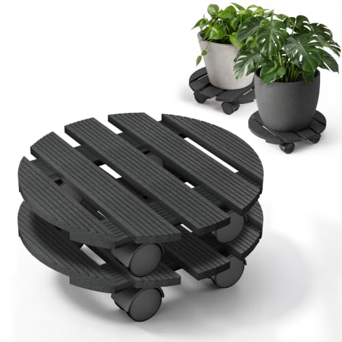 XMTECH WPC Pflanzenroller 30cm / 30x30cm 100kg Tragkraft 2 Stück | Wetterfest und pflegeleicht, für Garten, Balkon und Innenbereiche, Bodenschonende Rollen ermöglichen einfaches Verschieben