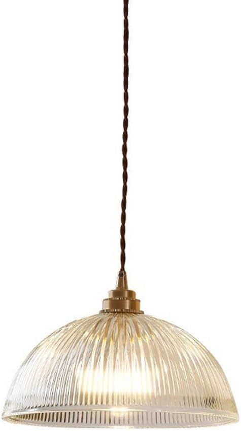 Clear Ribbed Glass Dome Light Fixture, Semicircle Transparent Glass Lamp, Vintage Farmhouse Light, Lighting for Kitchen Island Sink Dining Table Bar Entrance (7.8/7.8In