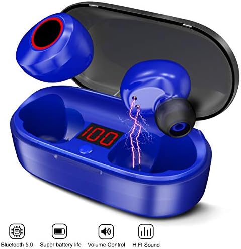True Wireless Earbuds Bluetooth 5.0 Headphones - Earbuds Earphones, Deep Bass HiFi 3D Stereo Sound with 30H Playtime, Physical Noise Reduction, Portable Charging Case and Built-in Mic