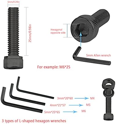 Lemiyoo Hex Head Bolts Screws and Nuts Set,420 Pcs M4,M5,M6 Round Head Machine Screws Assortment Kit with Matching External Hex Nuts and Washers, with 3 Socket Wrenches (Black)