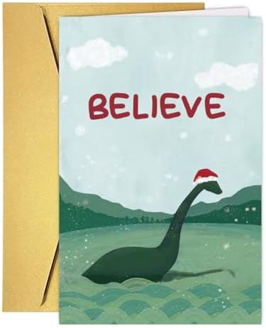 Funny Christmas Card for Women Men, Cute “Believe” Christmas Card Gift for Dad Mom Grandpa Grandma Family Friend, Lovely Xmas Happy Holiday Gift for Him Her