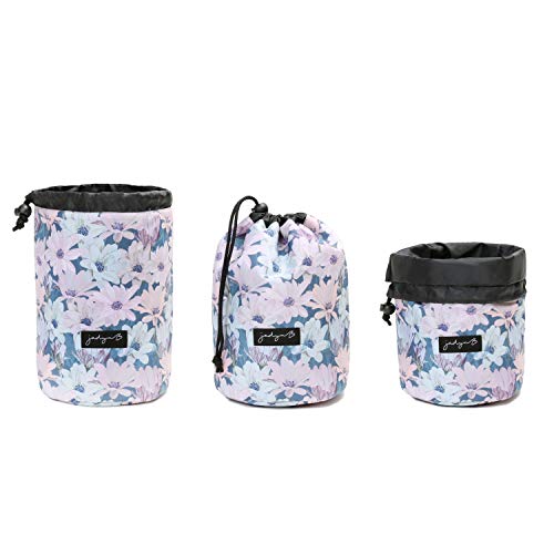 Jadyn B Cinch Top Compact Travel Makeup Bag and Cosmetic Organizer for Women (Blooming Daisy)