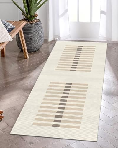 Tapis de sol antidérapant marron clair grand format 90x300 pour intérieur - 3