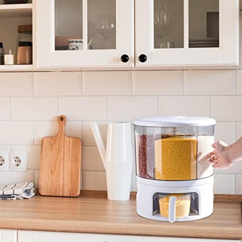 CHAODI 6-Grid Rotating Rice Dispenser, Dry Food Dispenser 360 Degree Rotating, Moisture-Proof 6 -Grid Dry Food Dispenser Rice Storage Box