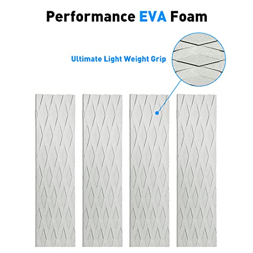 4 Pieces Surfboard Traction Pads EVA Surfing Skimboard Deck Traction Pads Anti-Slip Front Tail Pad fit for Kiteboard Surfboards,Skimboards,Longboards,Shortboards,Kayak,Fish Board Gray