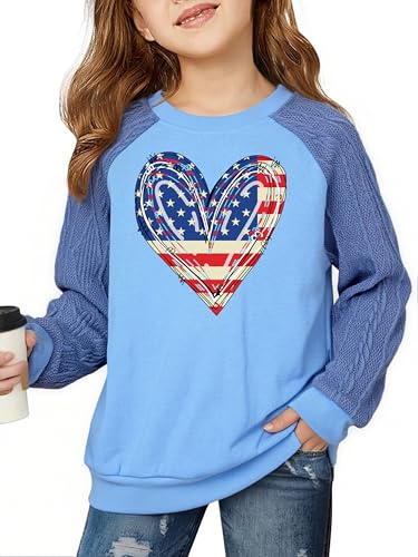 Image of CAZYCHILD Girls 4th of July Shirt Boys USA Tshirt Kids American Flag Sweatshirt Patriotic Pullover Tee Tops