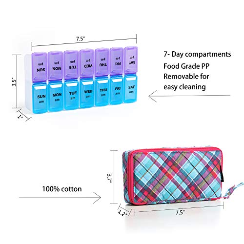 Image of Weekly Pill Organizer 2 Times a Day,7 Day am pm Pill Organizer, Large Daily Pill Cases Pill Box Vitamin Organizer Box,Pink