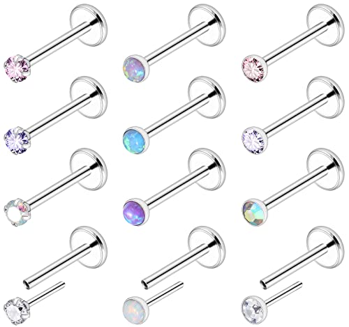 Ftovosyo 18G Threadless Push In Nose Rings Studs Surgical Steel Pushin Nose Stud 2Mm Round Crystal Opal Labret Lip Medusa Piercing Jewelry Conch Helix Tragus Earring For Women Men #TOP21