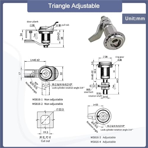 Boîte de distribution inox 304 métro avec serrure triangle réglable