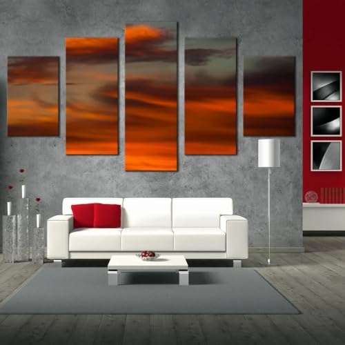 Tableau salon coucher de soleil abstrait orange pour sublimer votre decoration murale