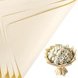 LeZakaa 20 Sheets Flower Wrapping Paper - Waterproof Reversible Floral Bouquet Paper - Cream Yellow Design for Valentine's Day, Mother's Day, Parties, Birthdays, Weddings, Baby Shower