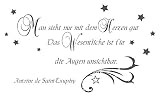 timalo® Sticker mural'Man considère uniquement avec le coeur - Antoine de Saint-Exupéry - Sprüche avec étoiles - 68020-a1, lilas, 80x46