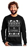 Tstars - Christmas is Coming Ugly Christmas Sweater Sweatshirt Large Black