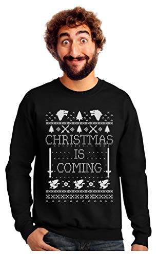 Tstars - Christmas Is Coming Ugly Christmas Sweater Sweatshirt Large Black