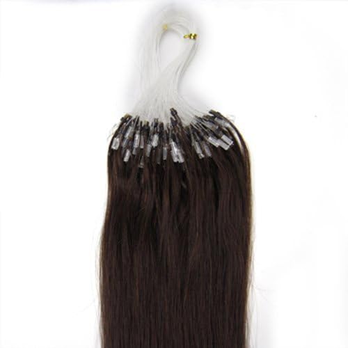 18'' Remy Loops Micro Rings Beads Tipped Human Hair Extensions 17colors for Your Best Selection (#02-dark brown)