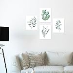 DOODLREAM 9 Pack Unframed Waterproof Eucalyptus Leaves Canvas Wall Art Decors Leaf 20 x 25cm Canvas Wall Posters for Home Office Room Decor