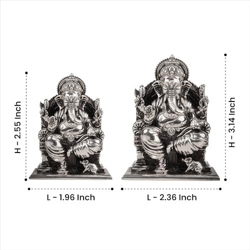 Image of Artarium Lalitasana Ganesha Idol 999 Pure Silver (15 gm), Ganpati Bappa Murti for Pooja, Home Mandir, Office Decor, Auspicious Gift for Diwali, Housewarming & Festivals - 2.5 Inch