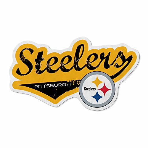 Rico Industries NFL Football Pittsburgh Steelers Distressed Shape Cut Pennant - Home and Living Room Décor - Soft Felt EZ to Hang 18x0.10x18