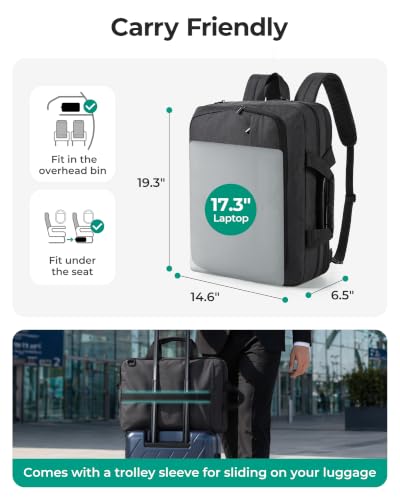 Image of BAGSMART 3 In 1 Laptop Bag for Men Expandable Computer Bag 17.3 Inch, Gray | Messenger Bag Briefcase Work Bag Business Travel Office