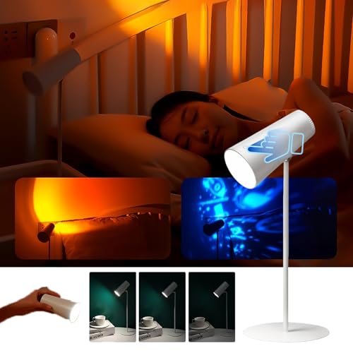 Lampada da tavolo a LED magnetica 4 in 1, senza fili, con proiezione a stella, 3 livelli di luminosità, proiettore per tramonto, luce notturna portatile da comodino per lettura, luce da parete, torcia