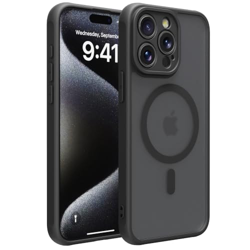 Image of for iPhone 15 pro Case [Compatible with Magsafe]Translucent Matte Phone Cover, [10 FT Military Grade Drop Protection] Slim Durable Shockproof Protective Bumper (Black Magnetic, iPhone 15 pro)