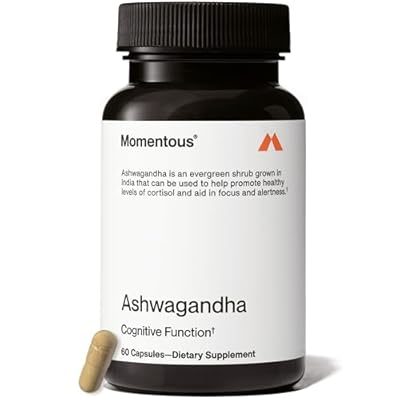 Momentous Ashwagandha Supplement - 300 mg NooGandha Ashwagandha Extract - Cognitive Performance, Alertness, Focus Support - NSF Certified for Sport - Vegan - GMO- & Gluten-Free - 60 Servings