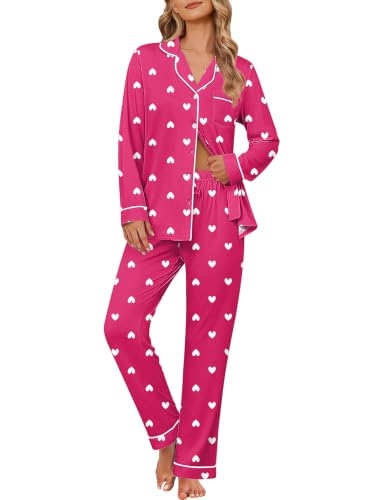 Ekouaer Women's Pajama Sets Button Down Long Sleeve Top & Pants Sleep sets - image 1