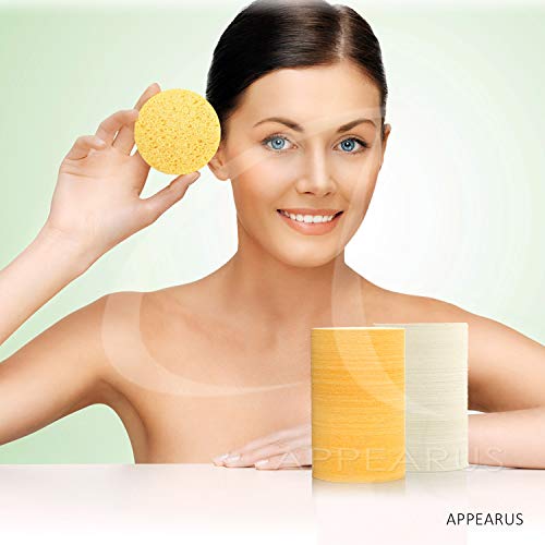 Facial Sponges - Appearus Compressed Natural Cellulose Face Sponge | Made In Usa | Professional Spa Sponges For Face Cleansing, Massage, Pore Exfoliating, Mask, Makeup Removal (White) #TOP2