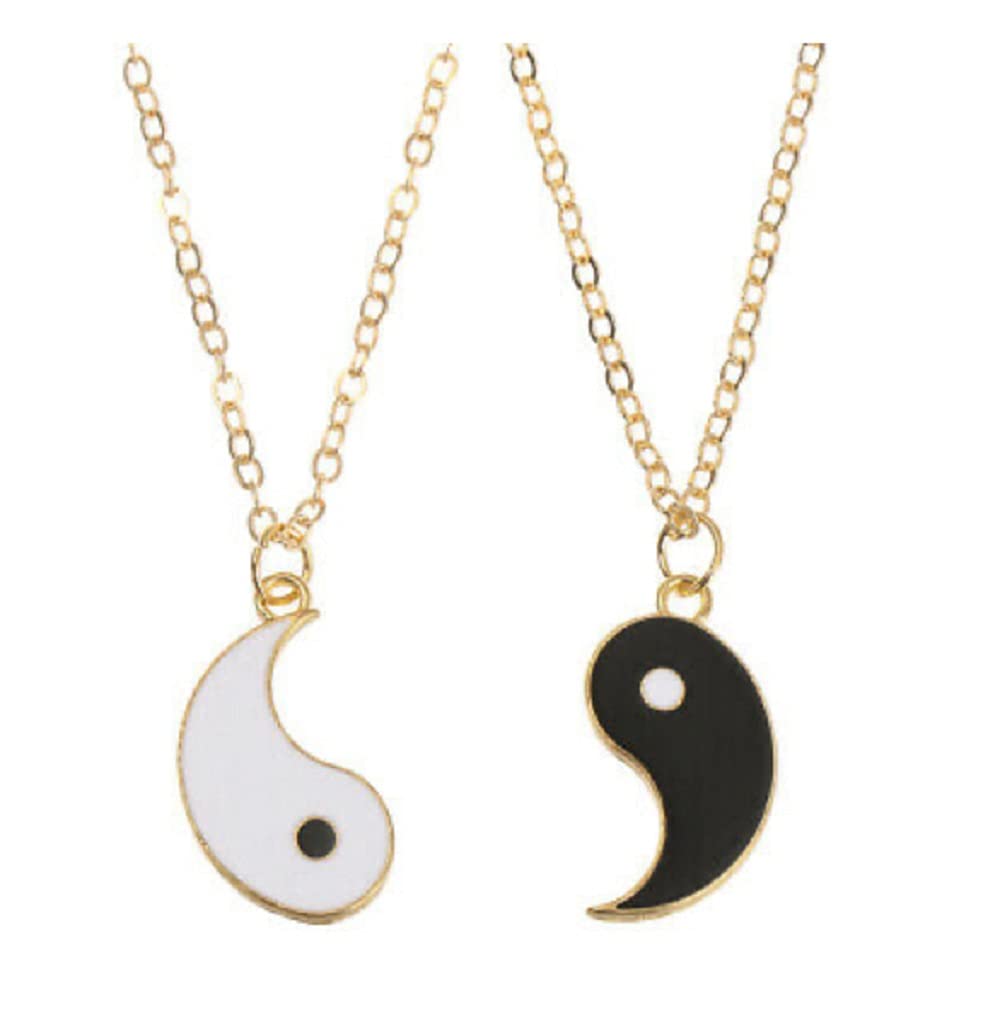 BFF Necklace for 2, Best Friend Necklace Set Yin Yang Pendant Black and White Enameled Split Taoism Culture, Metal, aolly (B08T66B9QT) Amazon Price History, Amazon Price Tracker