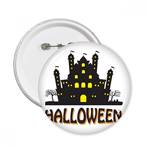 Badge bouton Halloween château XL, lot de 5 épingles durables pour customisation