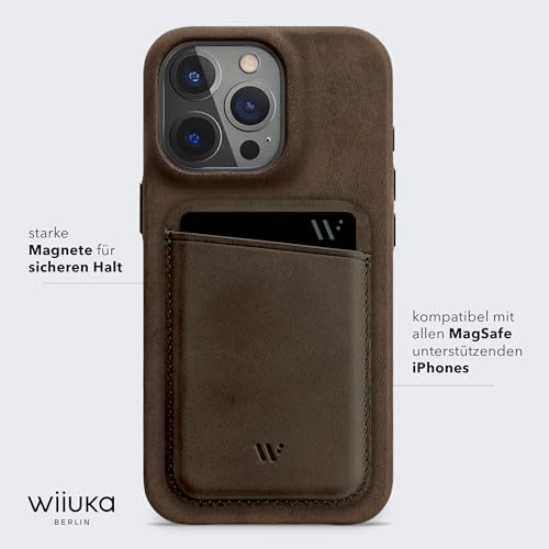 WIIUKA Magnetyczny skórzany portfel kompatybilny z MagSafe, etui do iPhone 17/16/15/14/13, etui na karty, brązowy vintage