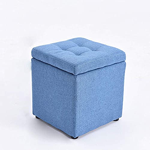 Tabouret de canapé bleu avec rangement intégré pour petit salon