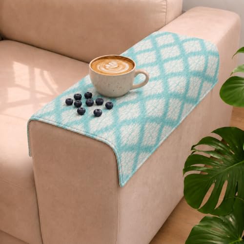 Image of STITCHNEST 'Verdant Ikat Stories' Sofa Armrest Cover | Elegant Jacquard Fabric, Washable & Durable for Modern Living (18 x 22 Inches)
