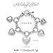 HolidayQbee Puffy Silver Heart Bracelets For Women With Five Style Heart Charm Rope Heart Bracelet Charm Link Chain Bracelet Chic Silver Heart Bracelet Jewelry Gift