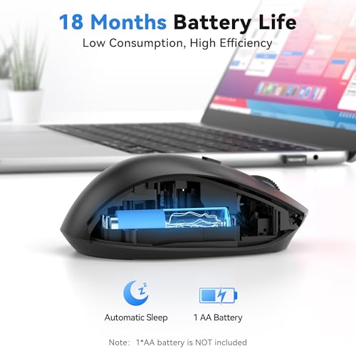 Image of TECKNET Wireless Mouse for Laptop, Dual-Mode Bluetooth Wireless Mouse